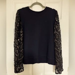 Anthropologie Gorgeous Sequin Sleeve Top
